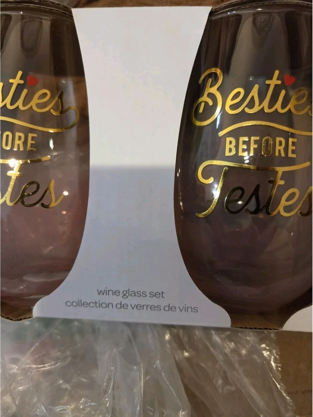 Besties before testes Wine glass